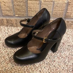 Black Leather Marni Mary Jane Pumps